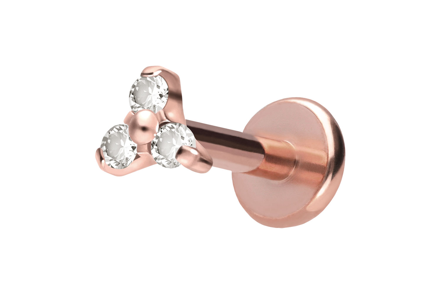 Titan Labret Piercing mit Push Fit KRISTALLBLUME